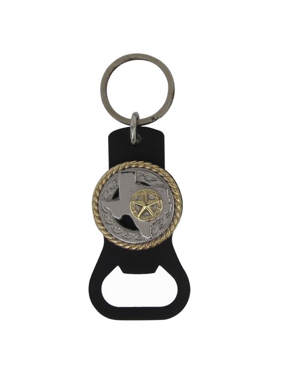 Texas State Map & Star Beer Soda Bottle Cap Opener Keychain Car Truck Keyring