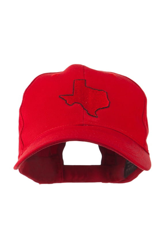 Texas State Outline Embroidered Cap - Red OSFM