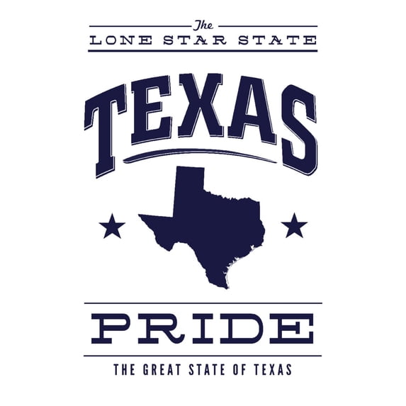 Texas State Pride, Blue on White (16x24 Giclee Gallery Art Print, Vivid Textured Wall Decor)