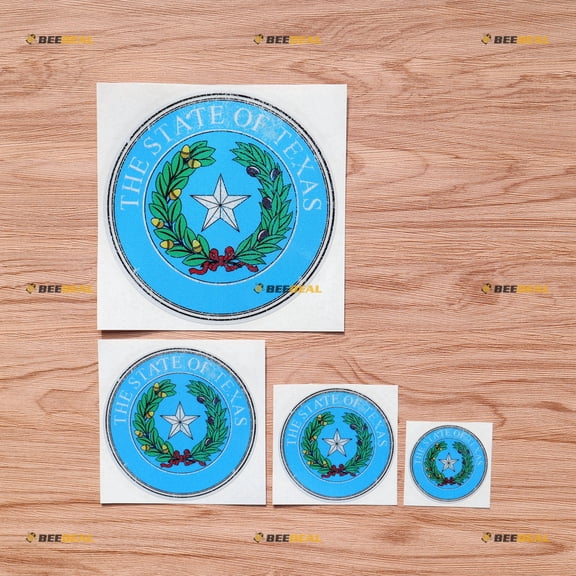 Texas State Seal Decal Vinyl Sticker - 4 Pack Reflective, 2 Inches, 3 Inches, 4 Inches, 6 Inches - for Car Boat Laptop Cup Phone