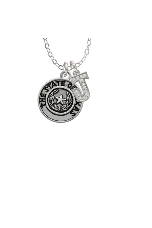 Texas State Seal - J - Crystal Initial Sophia Necklace, 18"+1"