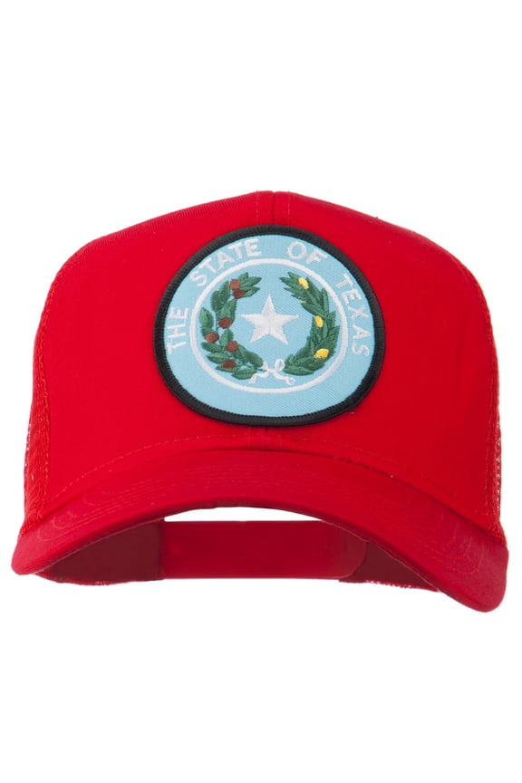 Texas State Seal Patched Cotton Twill Mesh Cap - Red OSFM