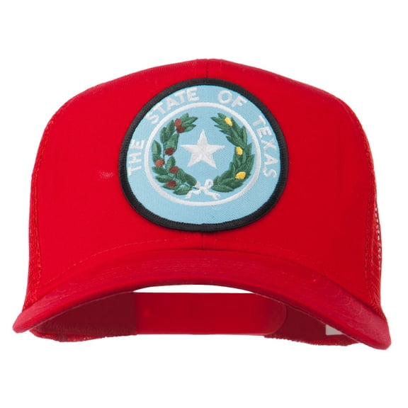Texas State Seal Patched Mesh Cap - Red OSFM