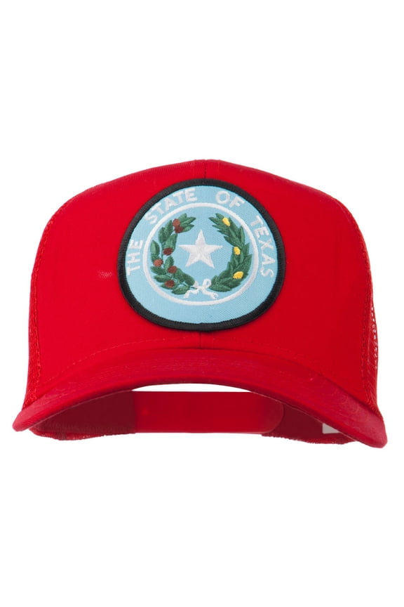 Texas State Seal Patched Mesh Cap - Red OSFM