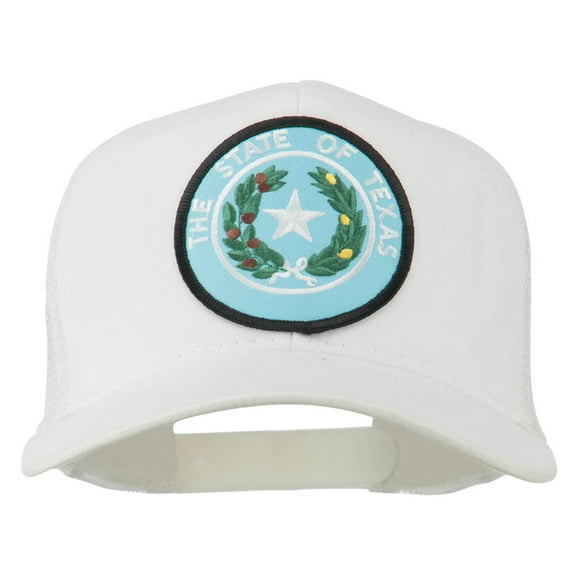 Texas State Seal Patched Mesh Cap - White OSFM