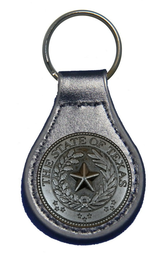 Texas State Seal leather key fob or keychain Black