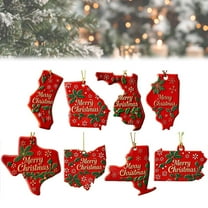 Texas State Shaped Merry Christmas Ornament Holiday Tree Hanging Decoration for Home Party Gift Unique Keepsake