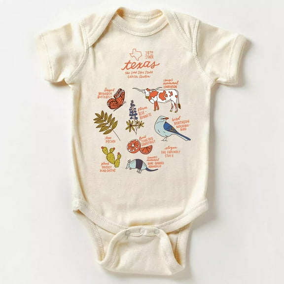 Texas State Symbols Baby Bodysuit Cute Baby Onesie, Baby Bodysuit Lat 4424 Cute Baby Onesie, BABY BODYSUIT LAT 4424