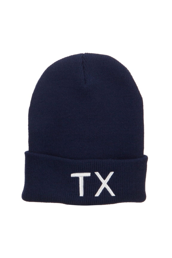 Texas State TX Embroidered Cuff Beanie - Navy OSFM