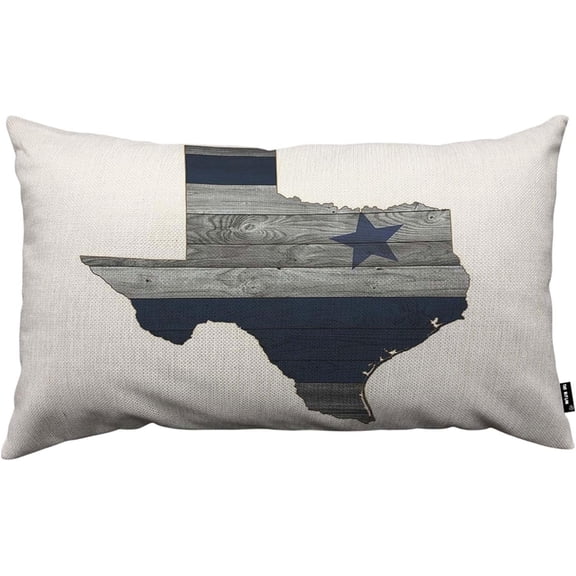 Texas State Throw Pillow Case Cushion Cover America Shape Map Gray Wood Grain Background Linen Couch Bed Sofa Car Waist Cushion Cover 12 x 20 inch