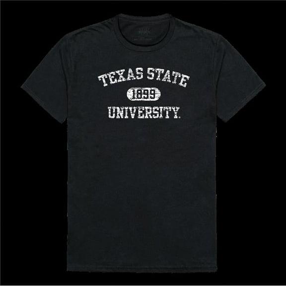 Texas State University Bobcats Distressed Arch College T-Shirt, Black - 2XL