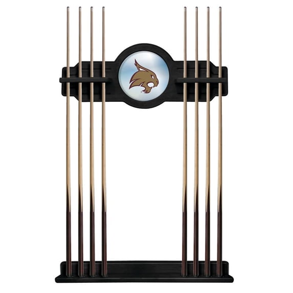 Texas State University Solid Wood Cue Rack with a Black Finish