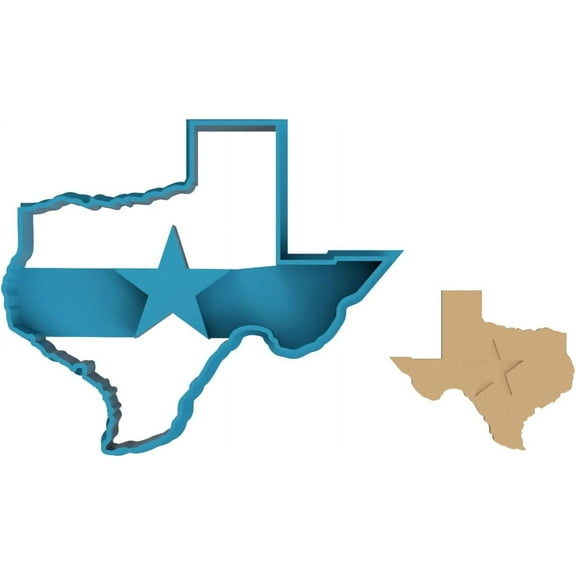 Texas State with Lone Star Cookie Cutter - Lone Star State Cowboy Cowgirl Longhorn USA (0031) (3 Inch)