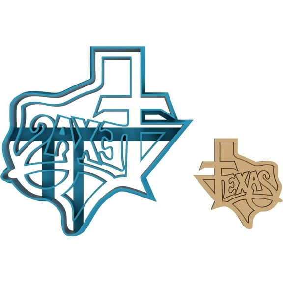 Texas State with Name Inside Cookie Cutter - Lone Star State Cowboy Cowgirl Longhorn USA (0028) (5 Inch)