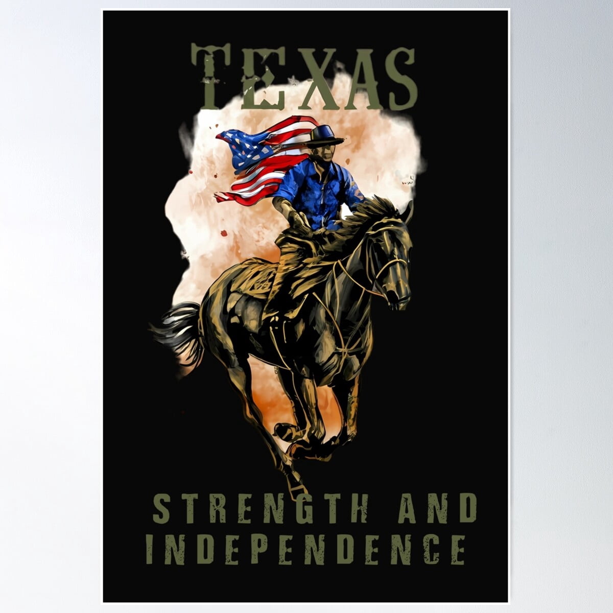 Texas: Strength And Independence Poster Wall Art, Modern Wall Decor For ...
