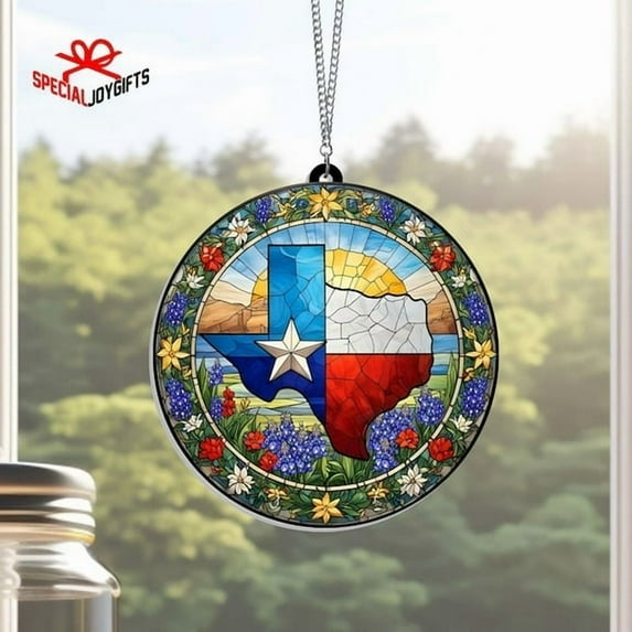 Texas Suncatcher, Texas Window Hangings, Texas Ornament, Texas Gifts, Texas State Pride Decor, Bluebonnet Home Decor, Texas Decor