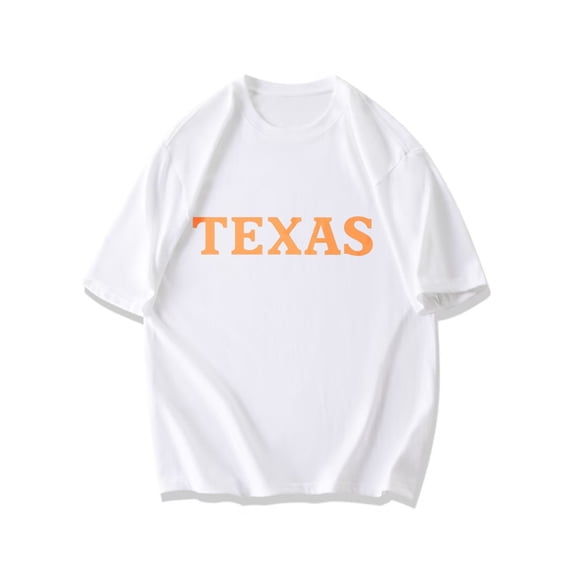 Texas T Shirt Black Orange Texas Text Print Casual Wear For Men And Women