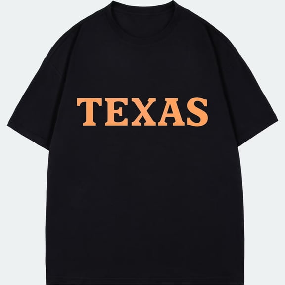 Texas T Shirt Black Orange Texas Text Print Casual Wear For Men And Women