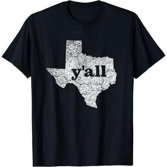 Texas T Shirt Women Men Yall Texas State Map Vintage Y'all T-Shirt Black 4X-Large