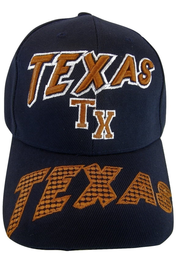Texas TX Large Script on Bill Adjustable Baseball Cap (Navy)