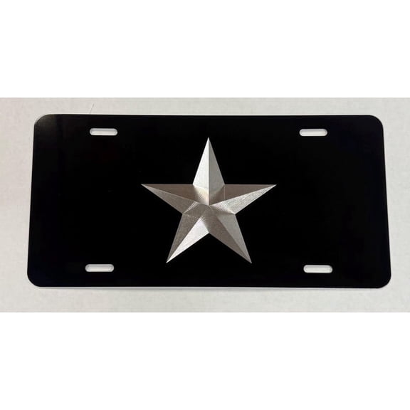 Texas TX Lone Star License Plate Car Tag Diamond Etched Engraved on Black Metal