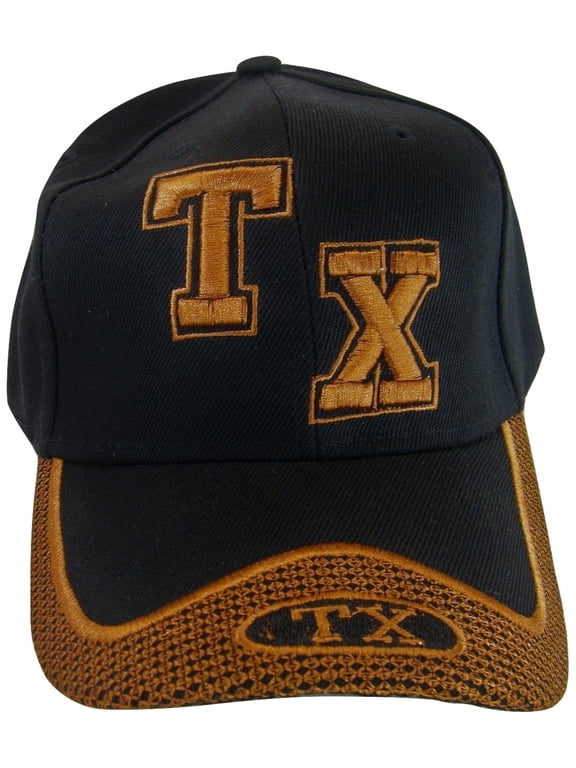 Texas TX Netting on Bill Adjustable Baseball Cap (Black)