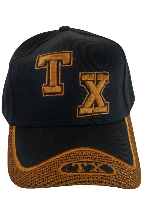 Texas TX Netting on Bill Adjustable Baseball Cap (Black)