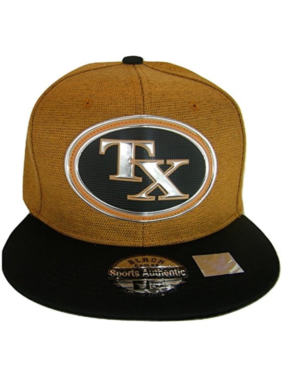 Texas TX Oval Style Cotton Adjustable Snapback Baseball Cap (Orange/Black)