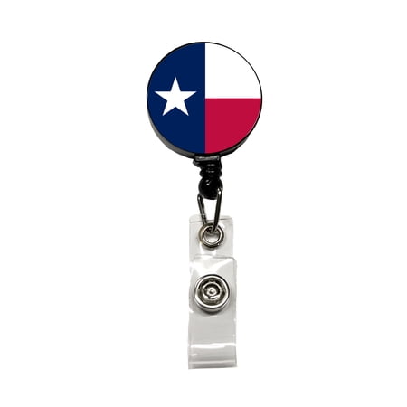 Texas TX State Flag Retractable Reel ID Badge Key Card Name Tag Holder with Clip