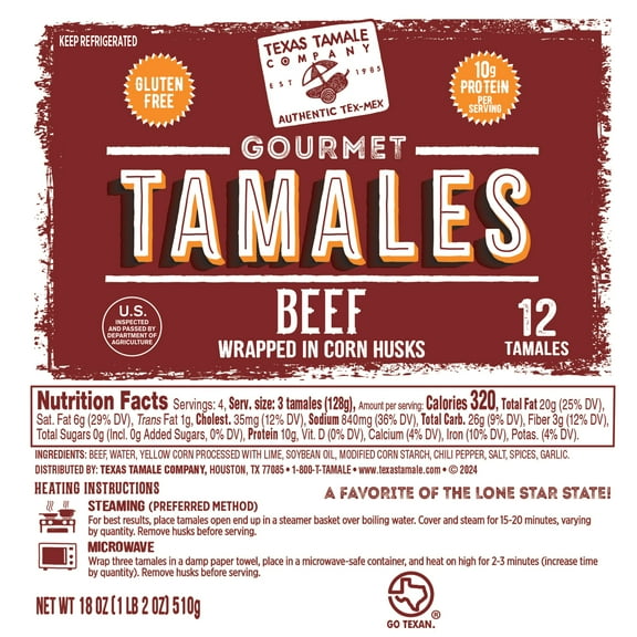 Texas Tamale Beef Tamales Refrigerated