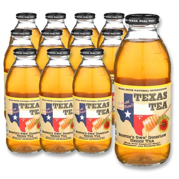 Texas Tea Austin Honey Green Tea, Real Brewed Green Tea with Spearmint & Honey Flavor, Non GMO, No Preservatives, Smooth and Refreshing Texas Brewed Tea, 16 fl oz, Pack of 12