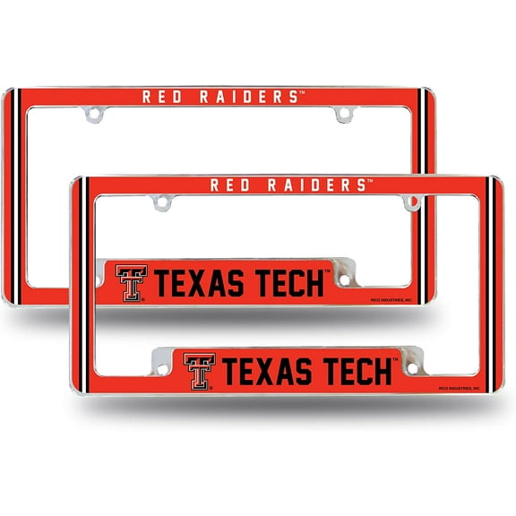 Texas-Tech-Raider's (Set of 2) Chrome Metal License Plate Frames with Bold Full Frame Design