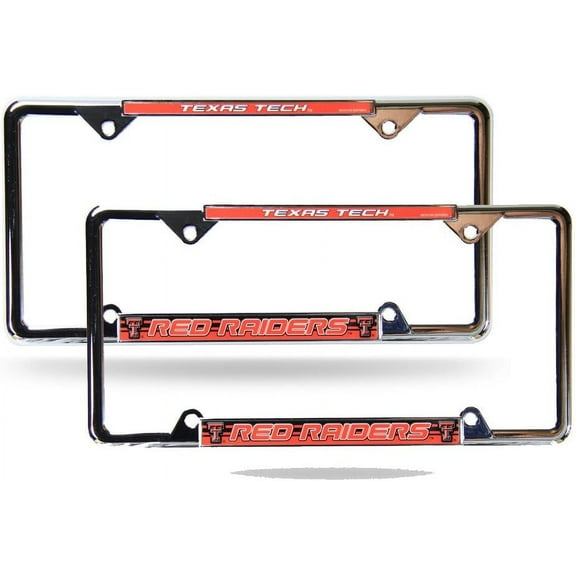 Texas-Tech Raider's EZ View Chrome Metal (2) License Plate Frame Set