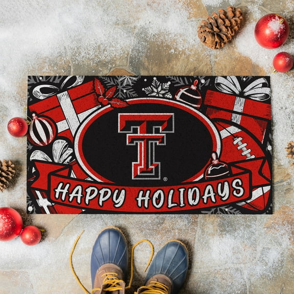 Texas Tech Red Raiders 28" x 16" Happy Holidays Christmas Turf Door Mat
