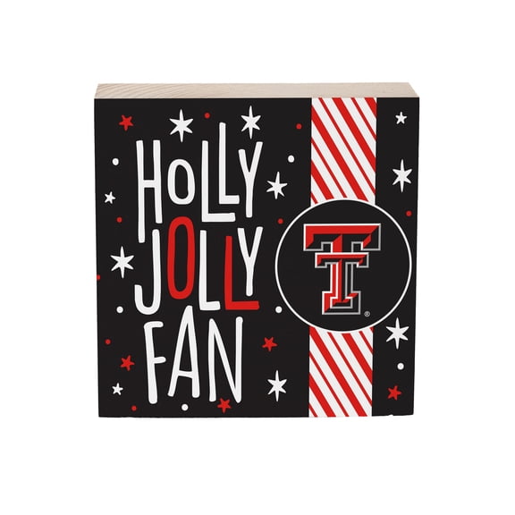 Texas Tech Red Raiders 6" Holiday Wood Plock Shelf Sign