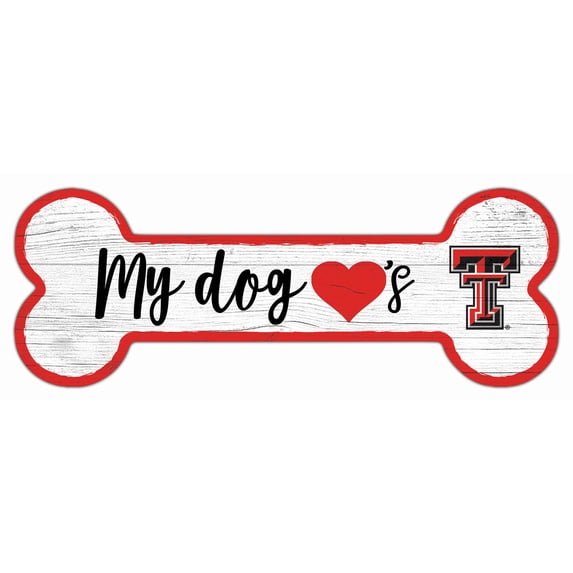 Texas Tech Red Raiders 6" x 12" Team Dog Bone Sign