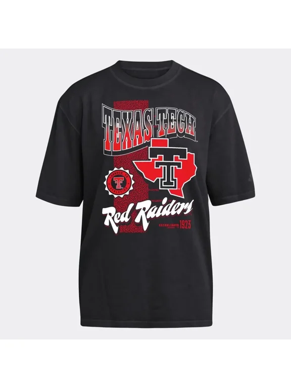Texas Tech Red Raiders Vintage Graphic T-Shirt, Oversized Streetwear Tee, Premium Cotton Short Sleeve Shirt, Retro Y2K Unisex Fan Tee