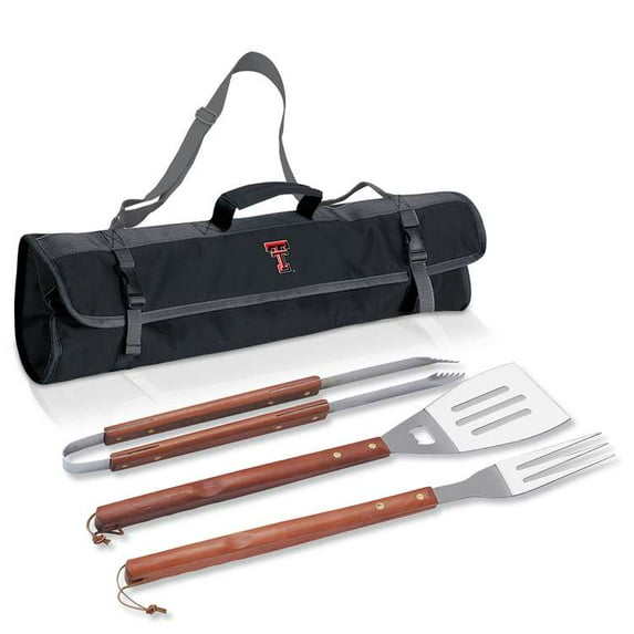 Texas Tech Team Sports Red Raiders 3 Piece BBQ Tool Set and Tote