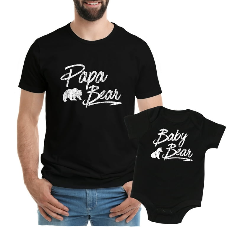 Texas Tees Bear Shirt for Dad, Baby Bear Bodysuit,Black Papa Bear