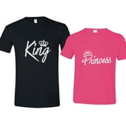 Texas Tees Brand: King Shirt, Princess Shirt, Gift for Dad, Black Mens XL & Pink Womens Small