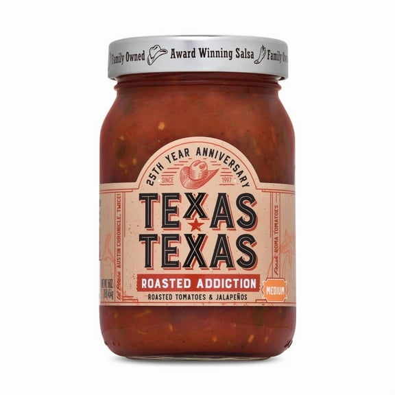 Texas Texas Roasted Addiction Medium Salsa, 16 oz Jar, All-Natural