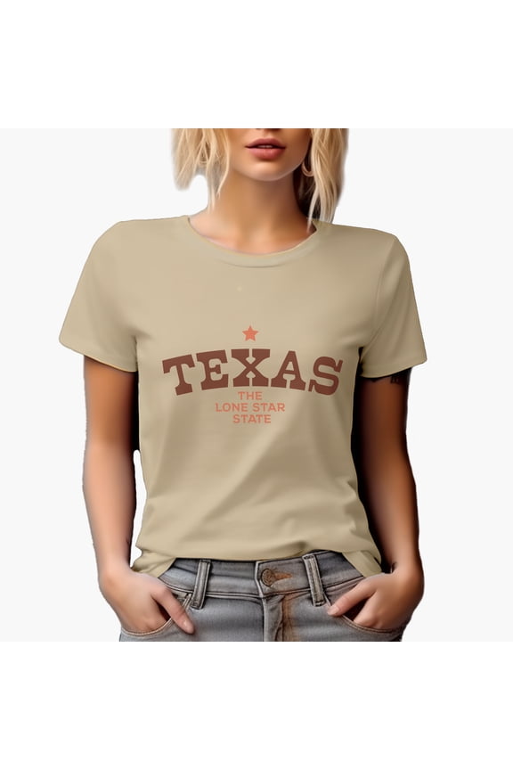 Texas, The Lone Star State Merch Gift, Tan T-Shirt, Large