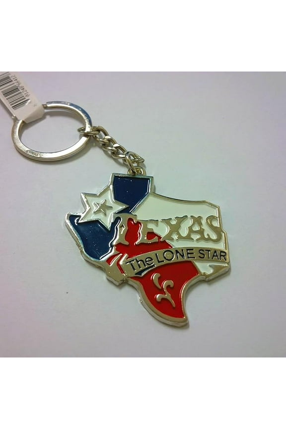 Texas The Lone Star State Slogan Metal Keychain- Texas Souvenir