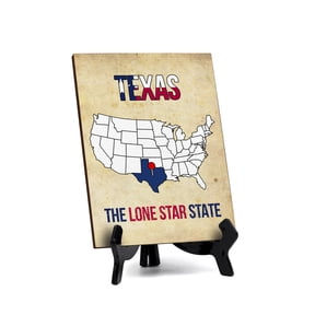 Texas: The Lone Star State Table Sign with Acrylic Stand (6x8) | State Pride Collection | Perfect Gift for Coworkers or Family