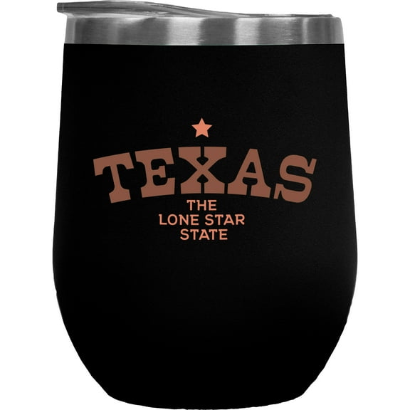 Texas, The Lone Star State, Texan Themed Merch Gift, Black 12oz Wine Tumbler