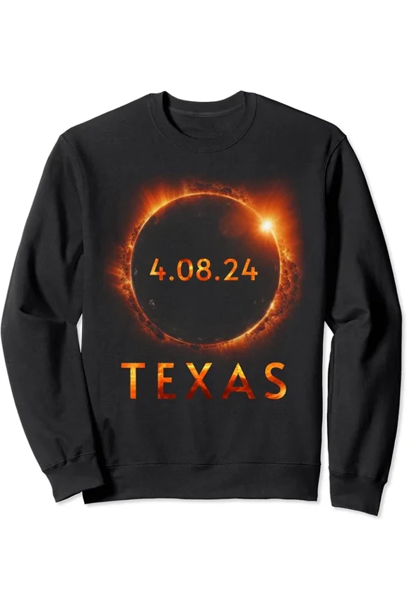 Texas Total Solar Eclipse April 8 2024 Texas Solar Unisex Crewneck Sweatshirt