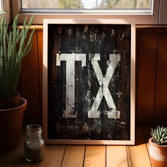 Texas Typography Rustic Western Poster, Poster Home Decor, Poster Only