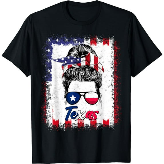 Texas US Flag United States American For Womens T-Shirt Black 3X-Large