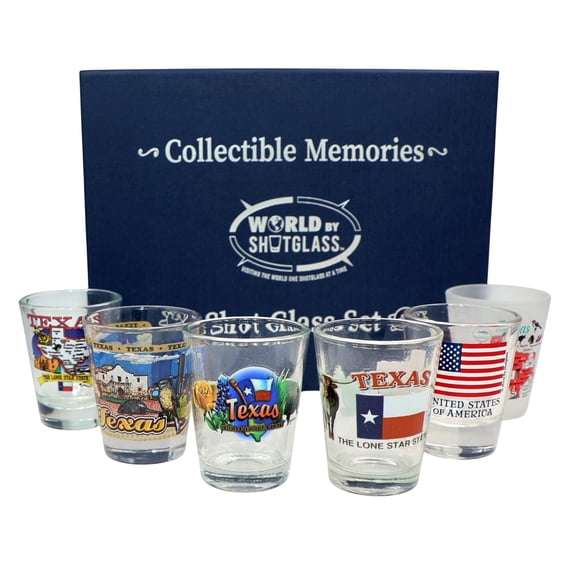 Texas United States USA Souvenir Boxed Shot Glass Set (Set of 6)