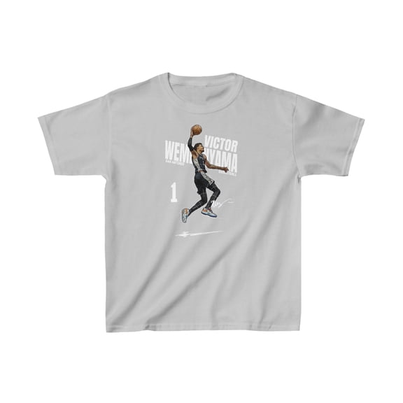 Texas Victor Wembanyama #1 Cartoon Basketball Kids Cotton Tee
